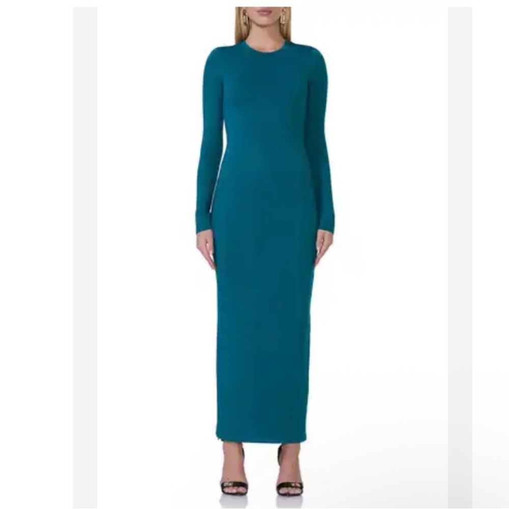 AFRM Teal Jersey Long Sleeve Dress juniper size small
